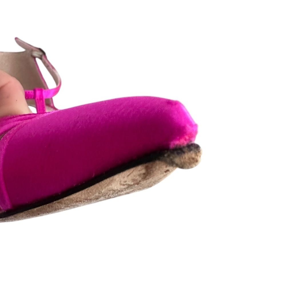 SJP Sarah Jessica Parker Fuchsia Pink Satin Ankle T-Strap Heels Size 6.5 36.5 - Picture 14 of 14